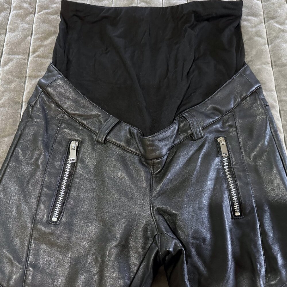 TopShop Maternity faux leather moto leggings sz 4 - Picture 2 of 6